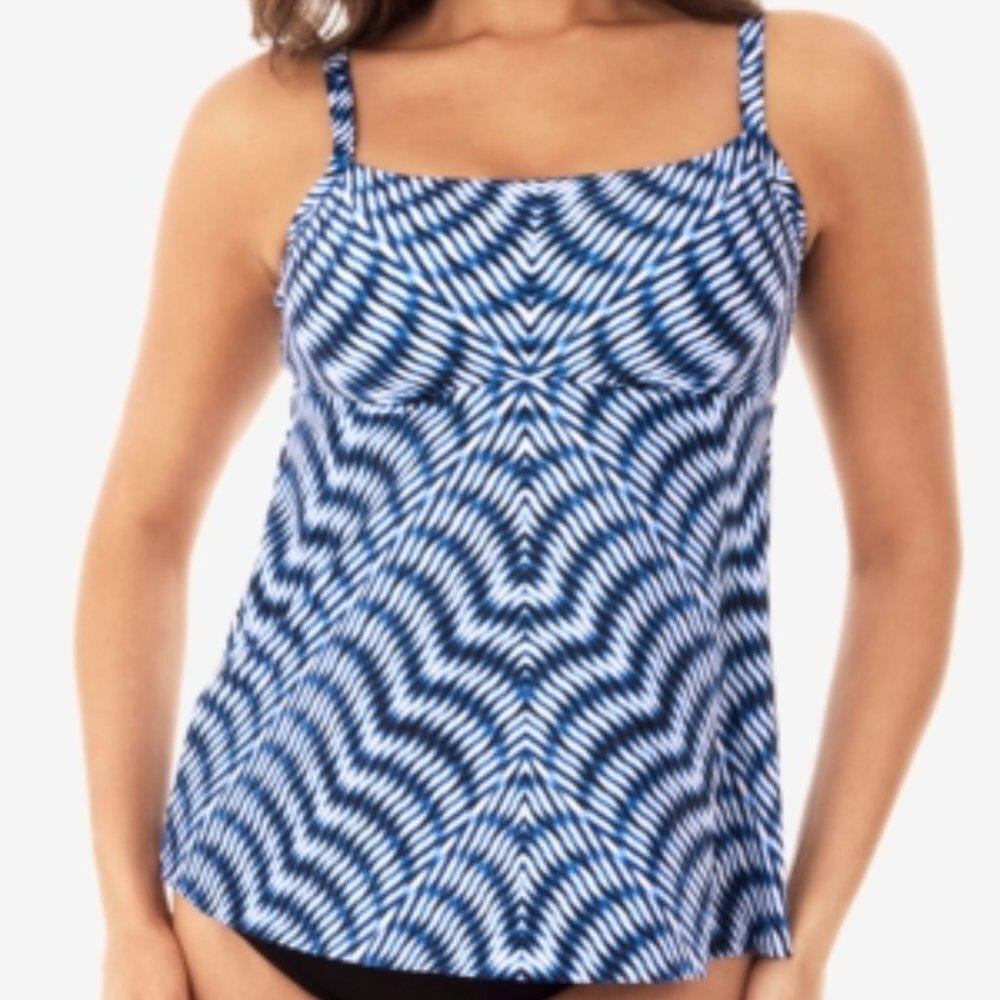 Miraclesuit Hypnotique Kami Tankini Swim Top Size 12